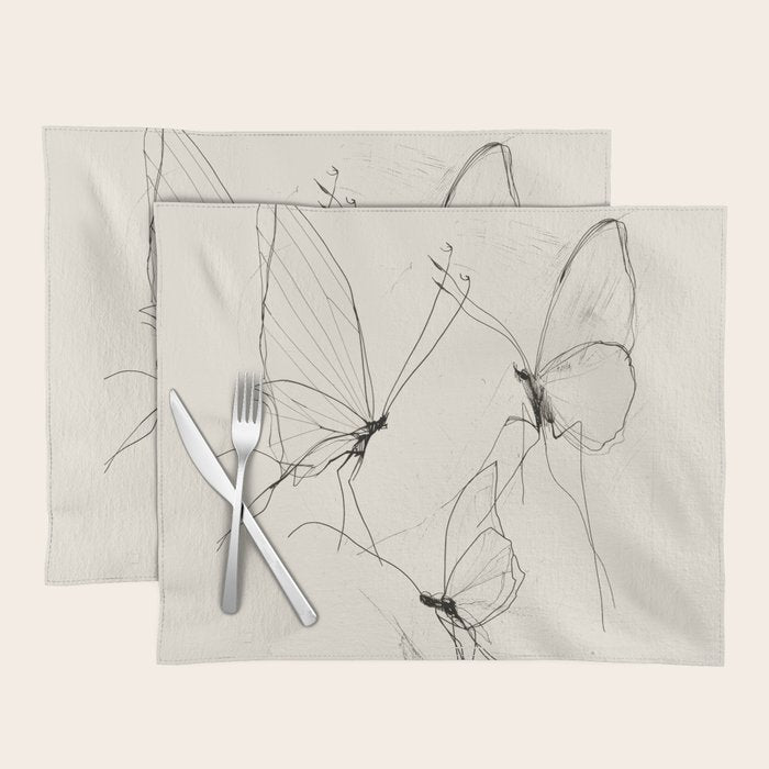 Minimal Butterfly Sketch Placemat Gallery Image 1