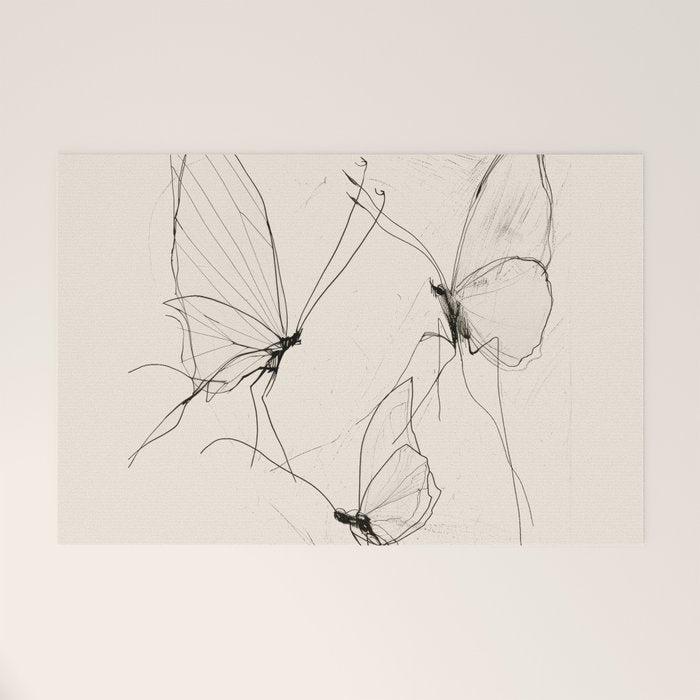 Minimal Butterfly Sketch Welcome Mat Gallery Image 1