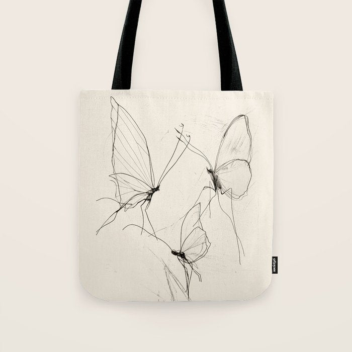 Minimal Butterfly Sketch Tote Bag Gallery Image 1