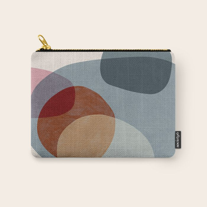 Abstract Shapes Gray Pink Rust Carry All Pouch Gallery Image 1