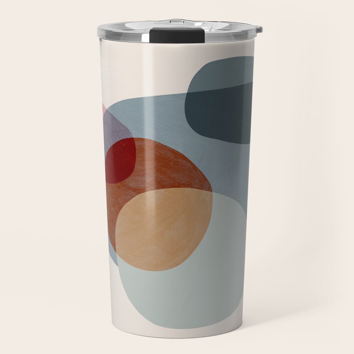 Abstract Shapes Gray Pink Rust Travel Mug Gallery Image 1