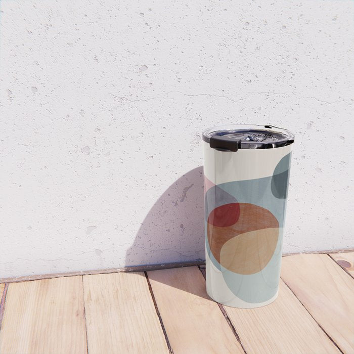 Abstract Shapes Gray Pink Rust Travel Mug Gallery Image 4