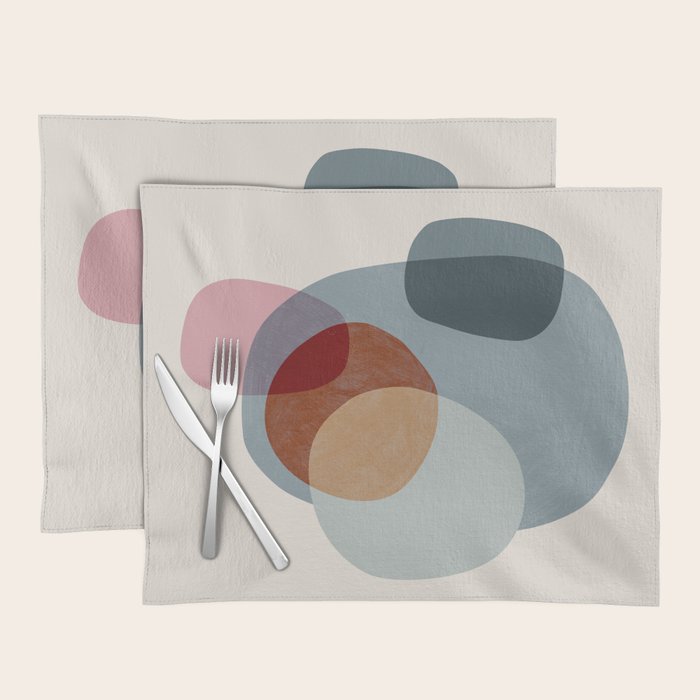 Abstract Shapes Gray Pink Rust Placemat Gallery Image 1