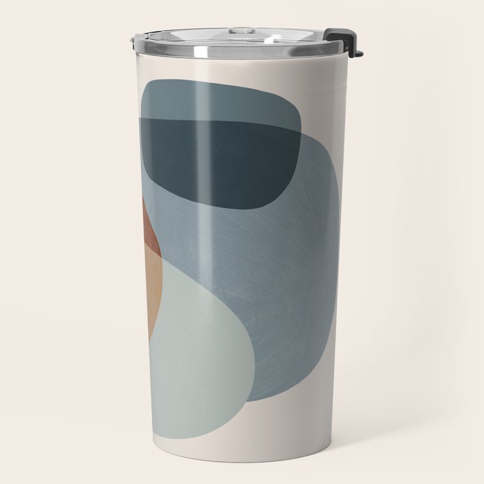 Abstract Shapes Gray Pink Rust Travel Mug Gallery Image 2