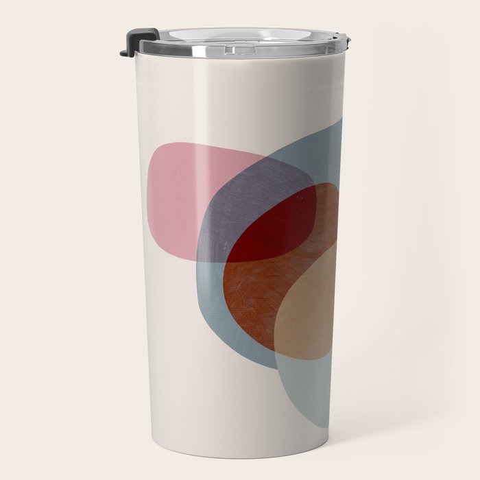 Abstract Shapes Gray Pink Rust Travel Mug Gallery Image 3