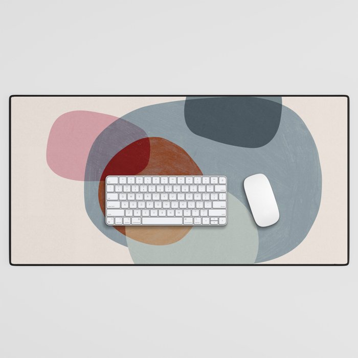 Abstract Shapes Gray Pink Rust Desk Mat Gallery Image 1