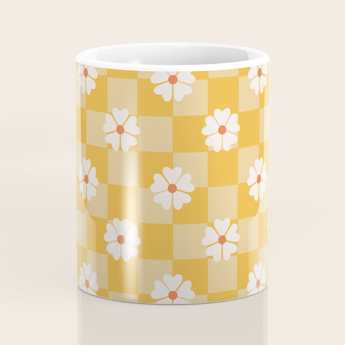 Daisies On Yellow Checkerboard Coffee Mug Gallery Image 4