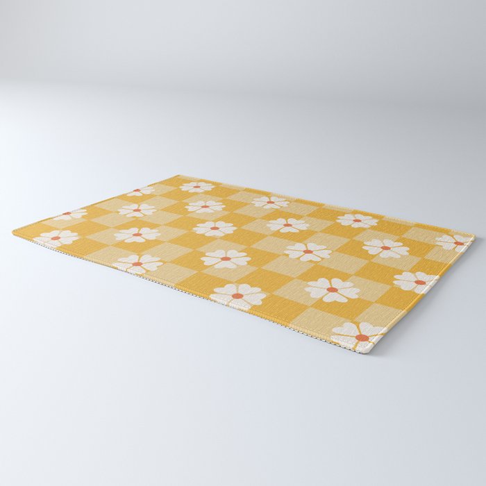 Daisies On Yellow Checkerboard Rug Gallery Image 3