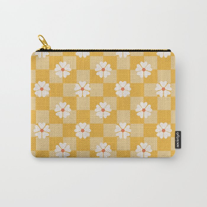 Daisies On Yellow Checkerboard Carry All Pouch Gallery Image 1