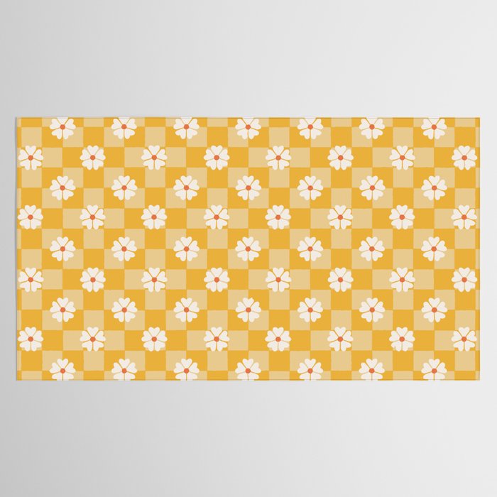 Daisies On Yellow Checkerboard Tablecloth Gallery Image 2