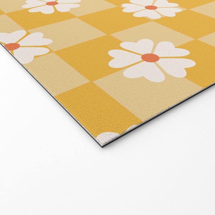 Daisies On Yellow Checkerboard Welcome Mat Gallery Image 2