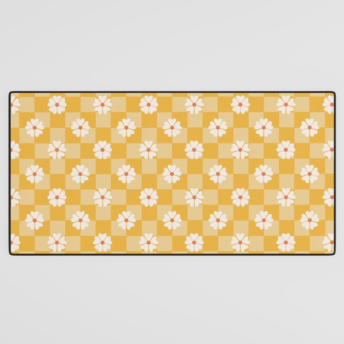 Daisies On Yellow Checkerboard Desk Mat Gallery Image 3