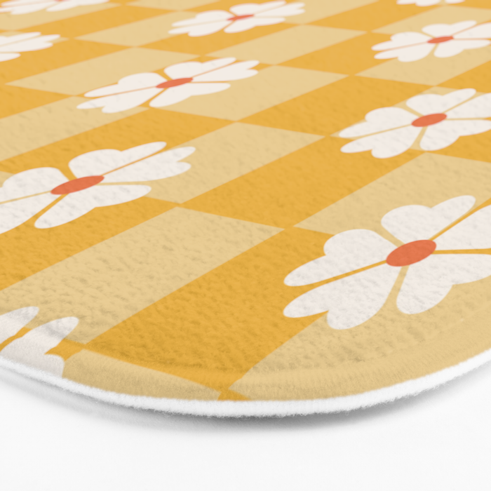 Daisies On Yellow Checkerboard Bath Mat Gallery Image 3