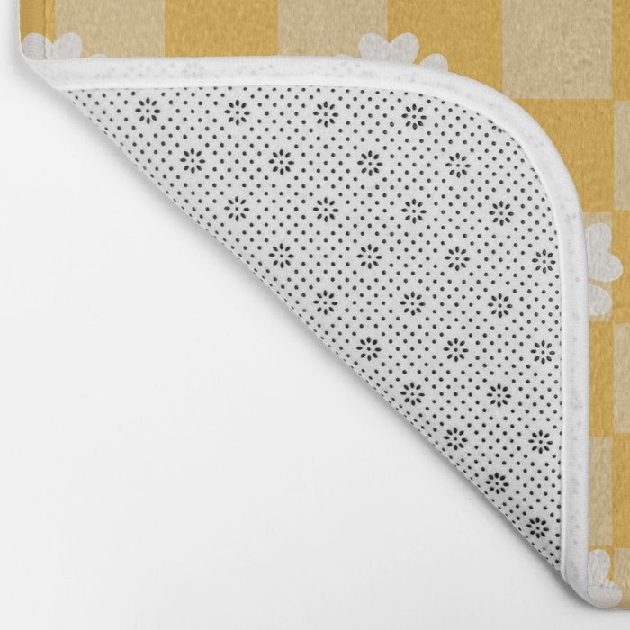 Daisies On Yellow Checkerboard Bath Mat Gallery Image 2