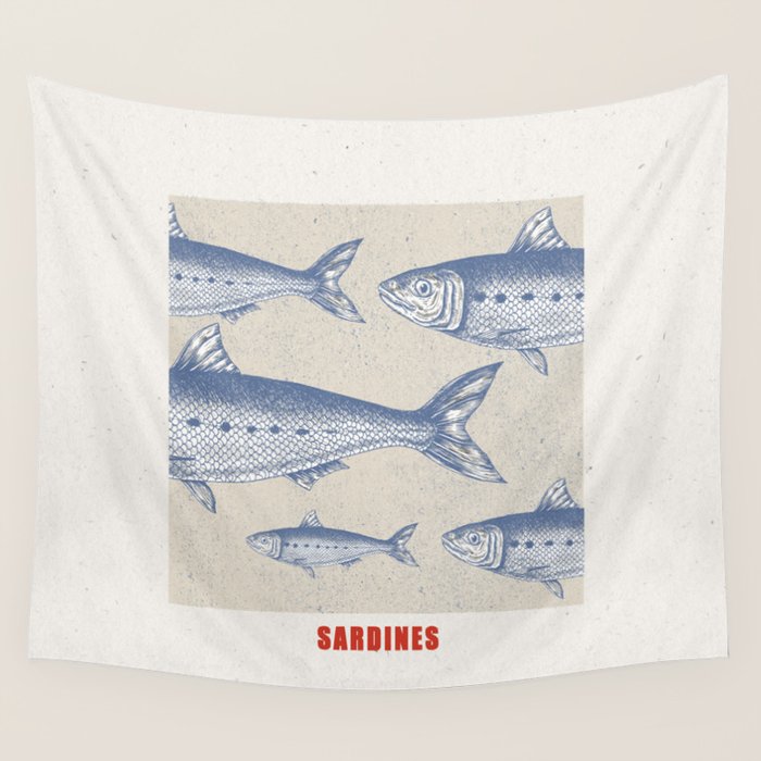 Retro Sardines Wall Tapestry Gallery Image 4