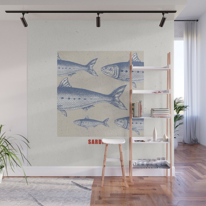 Retro Sardines Wall Mural Gallery Image 1