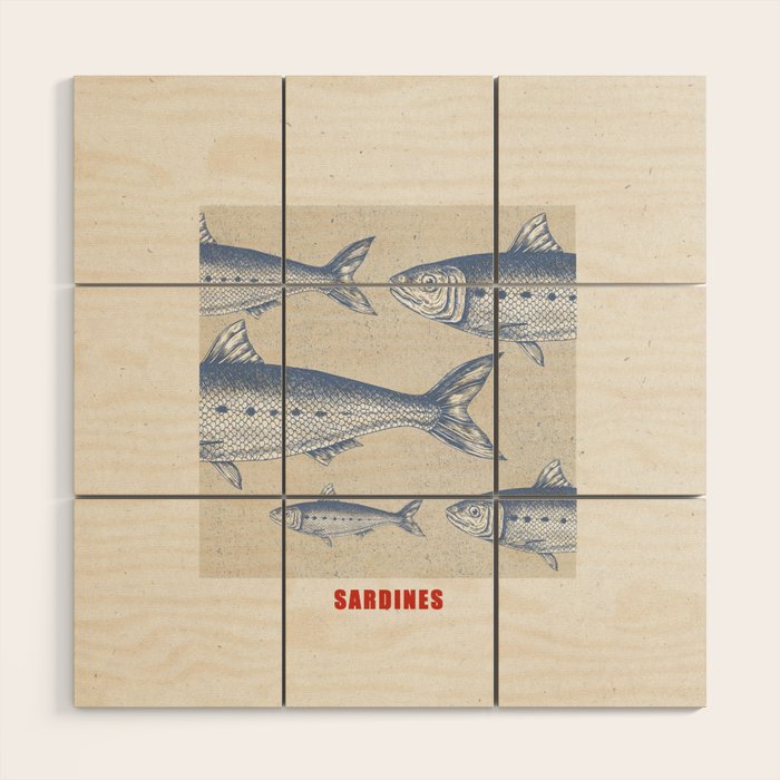 Retro Sardines Wood Wall Art Gallery Image 1