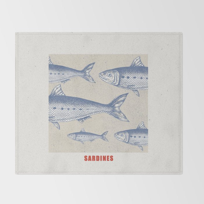 Retro Sardines Throw Blanket Gallery Image 2