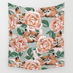 Red foxes in the rose bushes 24 Wall Tapestry Gallery Image 4