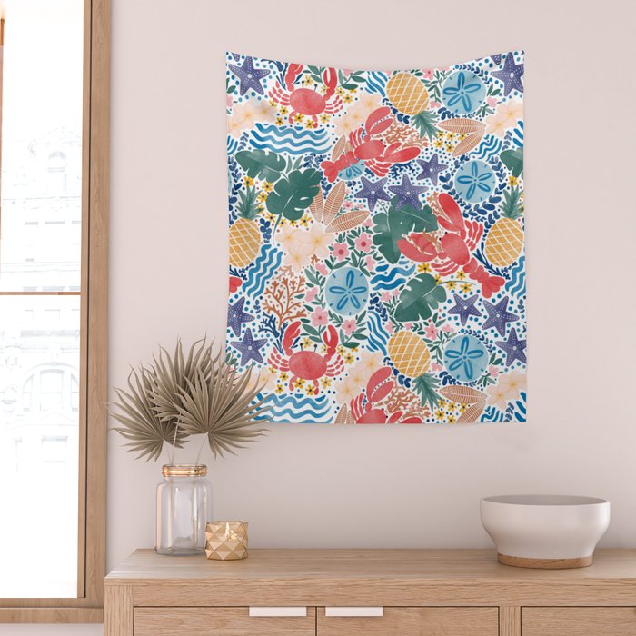 Seaside Floral Dream Wall Tapestry Gallery Image 2