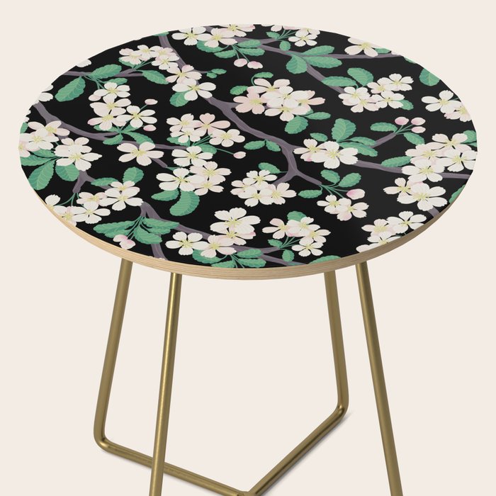 Apple Blossom Pattern on Black Side Table Gallery Image 2