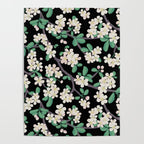 Apple Blossom Pattern on Black Poster Gallery Image 4