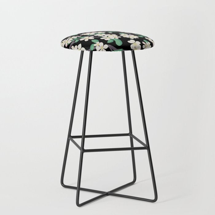 Apple Blossom Pattern on Black Stool Gallery Image 1