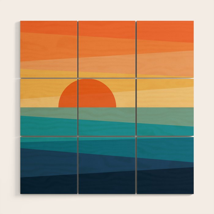 Abstract geometric sunrise Wood Wall Art Gallery Image 1
