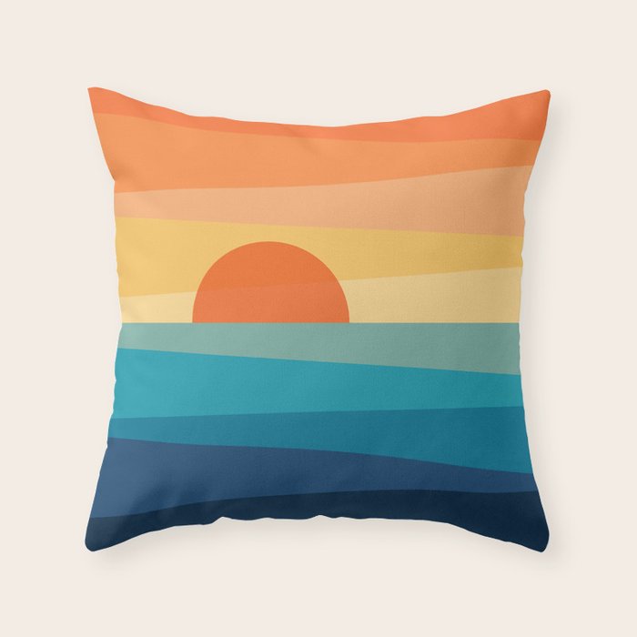 Abstract geometric sunrise Throw Pillow Gallery Image 6