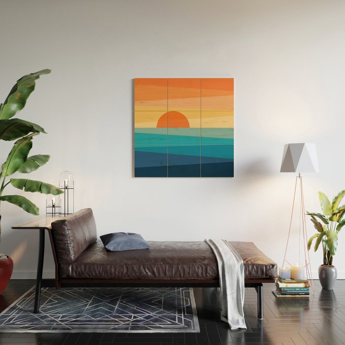 Abstract geometric sunrise Wood Wall Art Gallery Image 2
