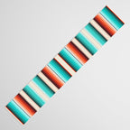 Navajo White, Turquoise and Burnt Orange Southwest Serape Blanket Stripes Table Runner Gallery Image 3
