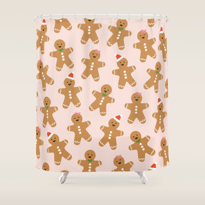 Christmas Gingerbread Men Shower Curtain Gallery Image 1