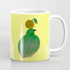Fat Round Bird and Orange - Green and Yellow Coffee Mug Gallery Image 1