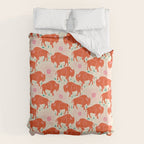 Bison - tomato red, pink, and teal, on cream Duvet Cover Gallery Image 6