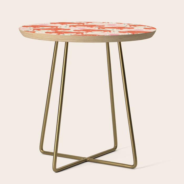 Bison - tomato red, pink, and teal, on cream Side Table Gallery Image 1