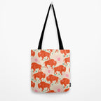 Bison - tomato red, pink, and teal, on cream Tote Bag Gallery Image 2