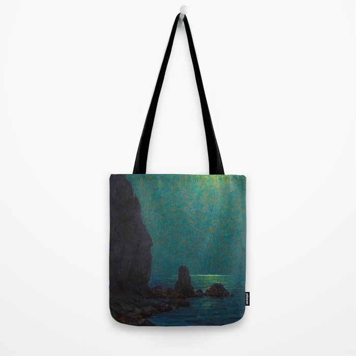 Granville Redmond Catalina Island Coast Under a Moonlit Sky Oil Painting Vintage American Art Tote Bag Gallery Image 2