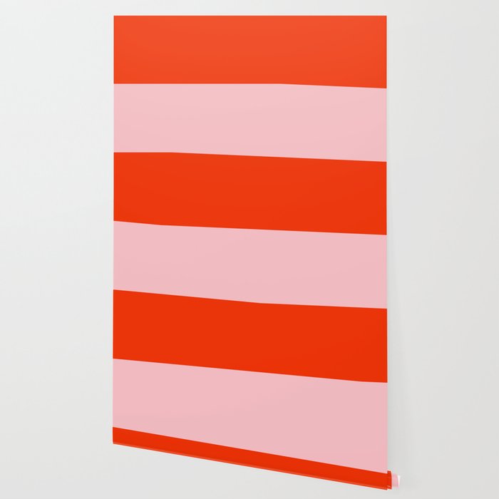 Bold Bright Basic Stripes Pink and Red Orange Pattern Wallpaper Gallery Image 2