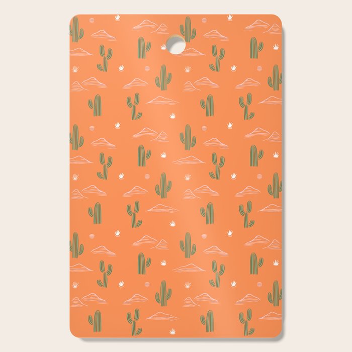 Retro cactus plant art pattern Cutting Board Gallery Image 1