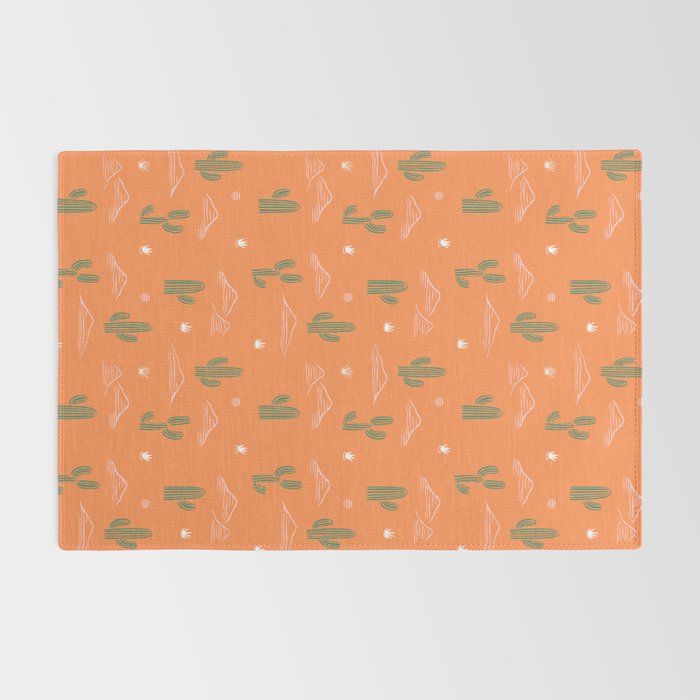Retro cactus plant art pattern Rug Gallery Image 2