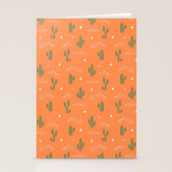 Retro cactus plant art pattern Stationery Card Gallery Image 2