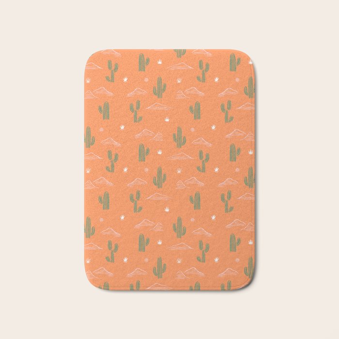 Retro cactus plant art pattern Bath Mat Gallery Image 1