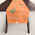 Retro cactus plant art pattern Table Runner Gallery Image 1