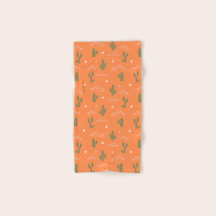 Retro cactus plant art pattern Bath Towel Gallery Image 1