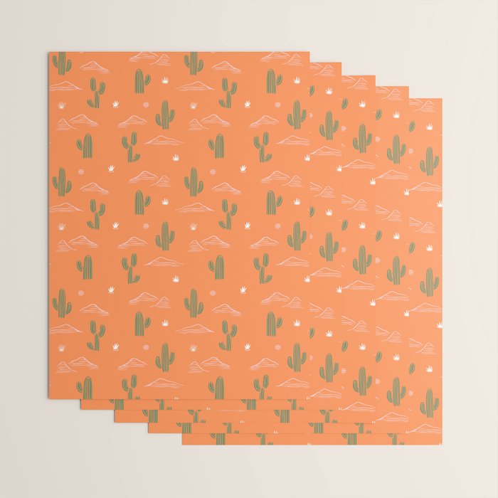 Retro cactus plant art pattern Wrapping Paper Gallery Image 3