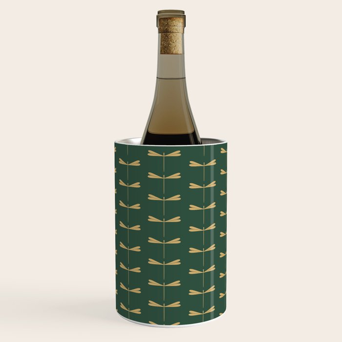 Dragonfly Pattern XVII Kelly Green Wine Chiller Gallery Image 3