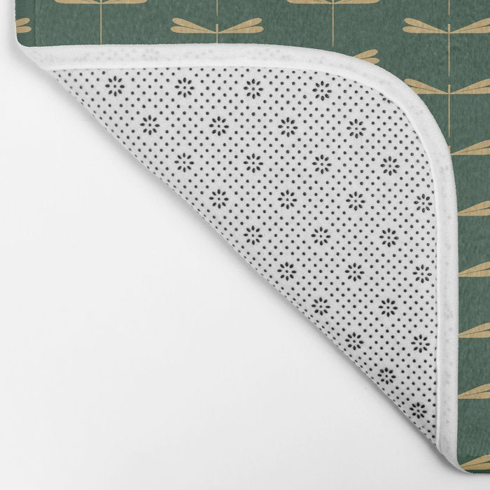 Dragonfly Pattern XVII Kelly Green Bath Mat Gallery Image 2