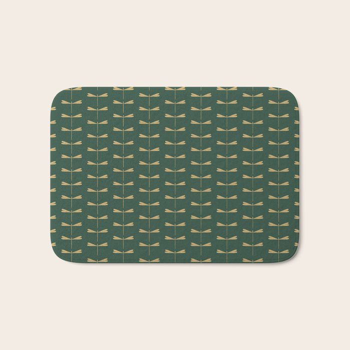 Dragonfly Pattern XVII Kelly Green Bath Mat Gallery Image 1