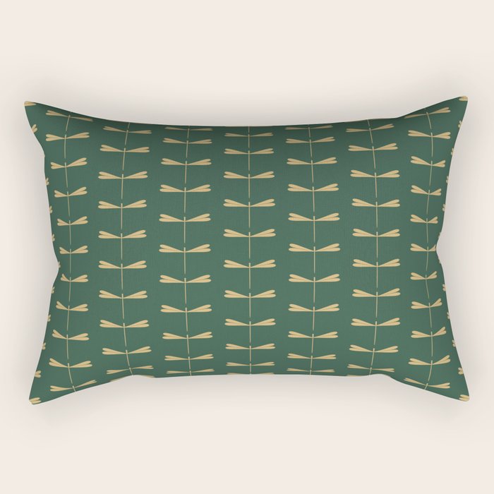 Dragonfly Pattern XVII Kelly Green Rectangular Pillow Gallery Image 1