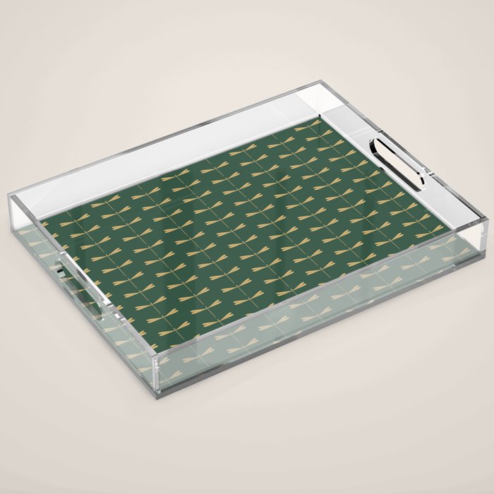 Dragonfly Pattern XVII Kelly Green Acrylic Tray Gallery Image 1